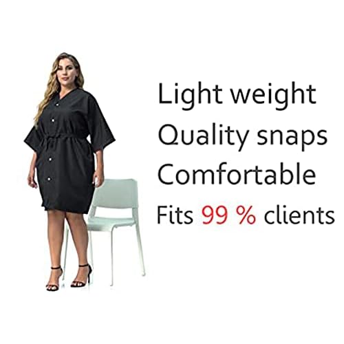 Salon Robes for Clients, Pack of 4, Hair Color Gown Cape for Women & Men, Grooming Smock-Kimono Style, 5 Snaps Closures