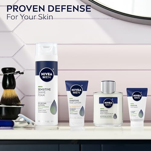 NIVEA MEN Sensitive Shave Foam with Vitamin E, Soothing Chamomile and Witch Hazel Extracts, 6 Pack of 7 Oz Cans
