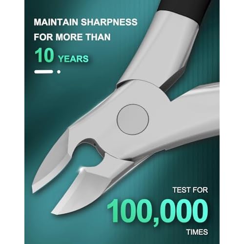 22MM Wide Jaw Toe Nail Clippers for Thick Nails,Podiatrist Ingrown Toenail Tool for Seniors,Professional Heavy Duty Nail Trimmer Cutter for Men,Ergonomic Antl-Slip Handle (Black)