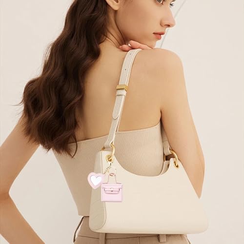 4PCS Super Smalls Makeup Bag with Mirror Mini Makeup Bag for Women, Coin Wallet, Bag Charms Y2k Accessories Cute Leather Keychain (Style 2)