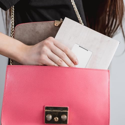 Portable Folding Mirror, 2 Pcs Ultra Slim Pocket Makeup Mirror Mini Travel Mirrors for Purse Aluminum Shell Compact Mirror for Travel Daily Work Business (3.34 ¡¿ 1.99 Inches)