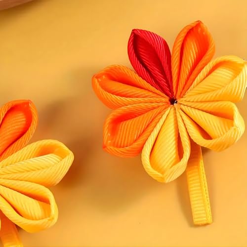 Fall Hair Clips for Girls Women, Fall Thanksgiving Nail Accessories, 2pcs Cute Maple Leaf Hair Clips, Mixed Color Polyester Hair Accessories for Girls and Women, Thanksgiving Hair Barrettes