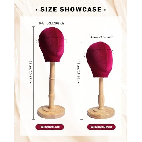 CHADWICK UnPinnable Mannequin Head With Stand 17Inch Height, 21.25 Inch Head circumference Velvet Wig Stand For Styling, Wig Head Stand With Mannequin Head, Hair Mannequin Head That Cannot Be Inserted