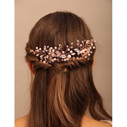 Teyglen Hair Pins Set, Women Dainty Pearl Crystal Hair Pins, Mint Green, Vintage Style, Rhinestone and Pearl Headpieces, Jewelry Accessories for Women and Girls, 3 Pieces