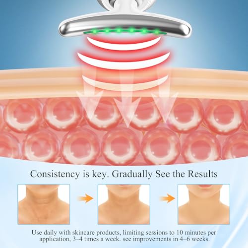 Red Light Therapy for Face and Neck, Facial & Neck Massager Tool, Face Lift, Reduce Fine Lines & Double Chin, Neck Tightening, True Beauty Glow Facial Massager - at Home Skin Care Sculpting Tool