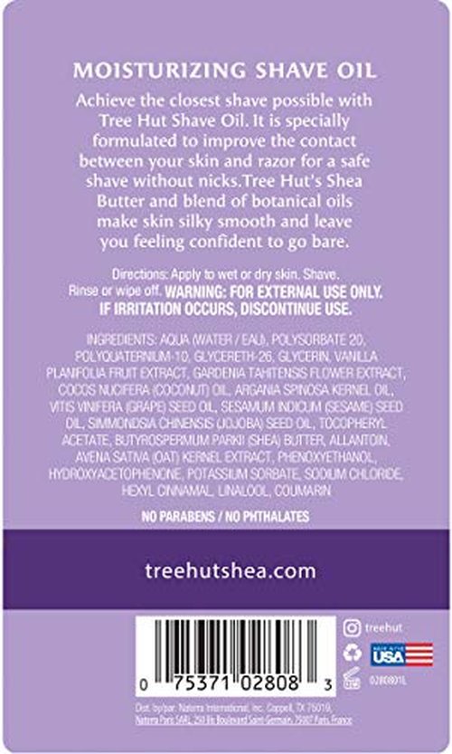 Tree Hut bare Moisturizing Shave Oil, Tahitian Bean, Vanilla, 7.7 Fl Oz