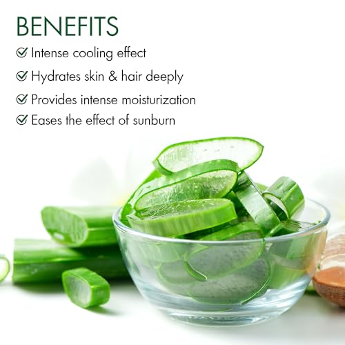 Majestic Pure Aloe Vera Gel for Face and Hair - with vitamin E, Soothes, Moisturizes, & Nourishes Skin & Hair, Soothes Sunburn | 8.5 Fl Oz