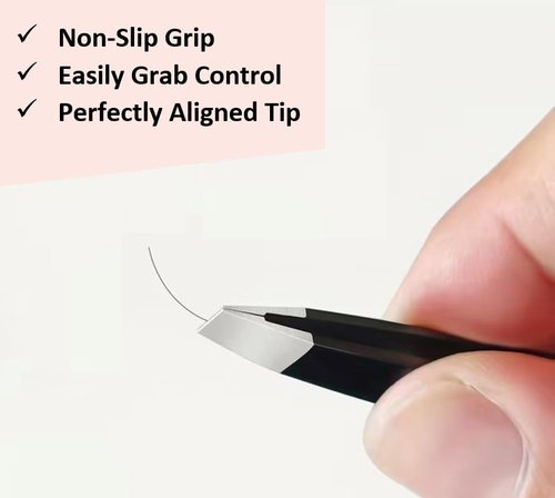 ITALLY Professional Eyebrow Tweezers Slant Tip, Grabs any Hair, Premium Stainless Steel, The Best Precision, Portable Beauty Tool for Eyebrows, Facial Hair, Ingrown Hair, Fine Hair, Blackhead (Black)