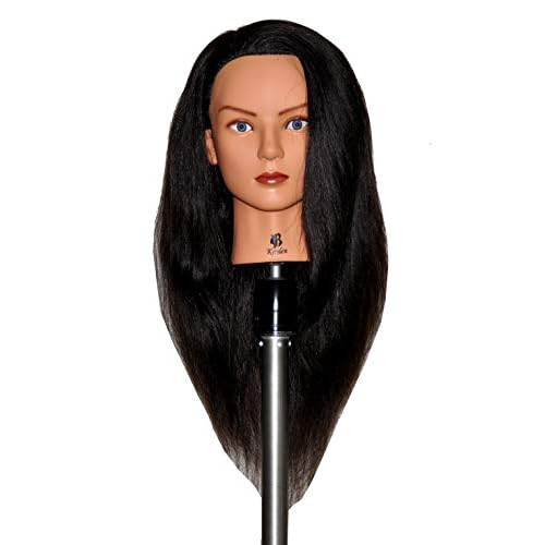 24" Human Hair Cosmetology Mannequin Manikin Training Head with Clamp (24" DARK BROWN (KAYLEN+C))