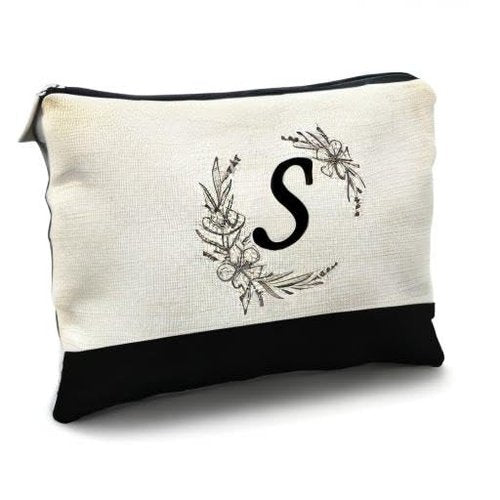 Likjad Bride Bridesmaid Cosmetic bag,personalized makeup bag,Initial Monogram Personalized makeup bag,bridesmaid gifts,personalized gifts,make up bag,monogrammed gifts for women（S）