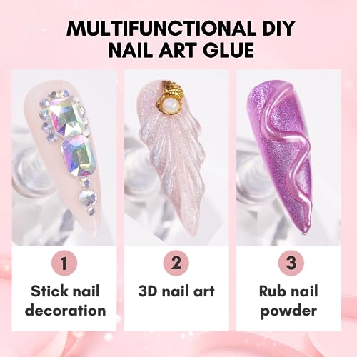 Makartt Nail Rhinestone Glue - 30ML Super Strong Adhesive Gel Nail Glue for Decorations Nail Charms 3D Gel Nail Art Gems Jewel Diamonds for Salon & DIY Manicure, UV/LED Cured Need Beauty Gifts