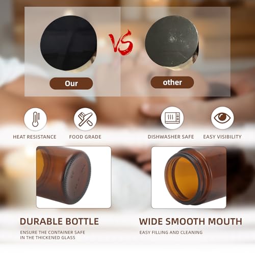 50Pcs(25¡¿4oz + 25¡¿2oz)Amber Glass Jars with Glossy Black & White Inner Lid Liners Airtight Small Glass Containers for Spices Candles Ointments DIY Crafts Travel Toiletries (4oz & 2oz Bundle)