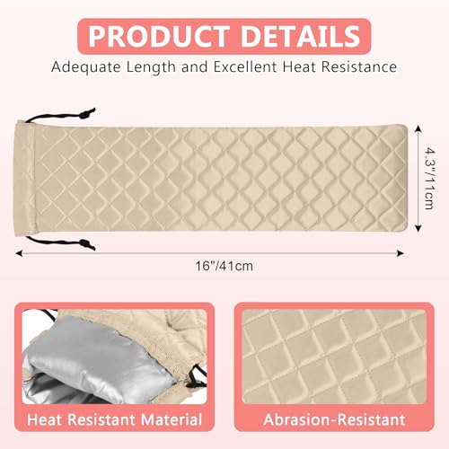 AMIJEAL Heat Resistant Hair Tools Organizer Bag Portable Travel Drawstring Storage Cover Pouch for Hair Straightening Irons, Curling Irons, Flat Irons and Hot Styling Tools(16" x 4.3")