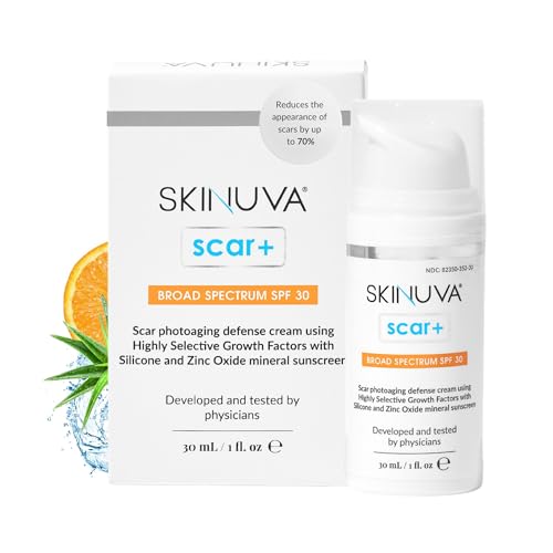 Skinuva¢ç Next Generation Scar+ Cream - Advanced Silicone Scar Cream Matrix +SPF 30 Formulated with Growth Factors & Helps Reduce the Appearance of Scars (1 oz)