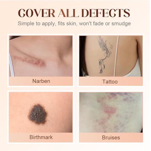 Tattoo Cover Up Makeup Waterproof Concealer.2025 New Two Color Full Coverage Concealer for Scars & Spots,Long Lasting Conceal Foundation Invisible Skin Makeup Tool (Concealer Set/2pcs)