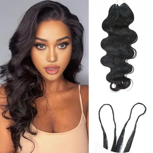 Body Wave Feather Crochet Braid Human Hair Extensions Knotless Pre-Separated Crochet Hair Extensions Human Hair Natural Color 20inch 120g