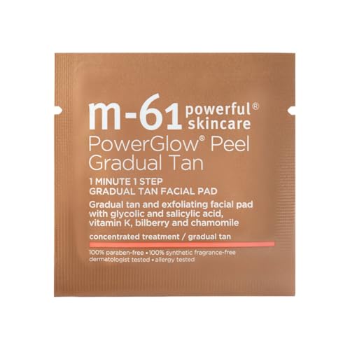 m-61 PowerGlow Peel Gradual Tan | Exfoliating Facial Peel, Build A Streak-Free Radiant Glow