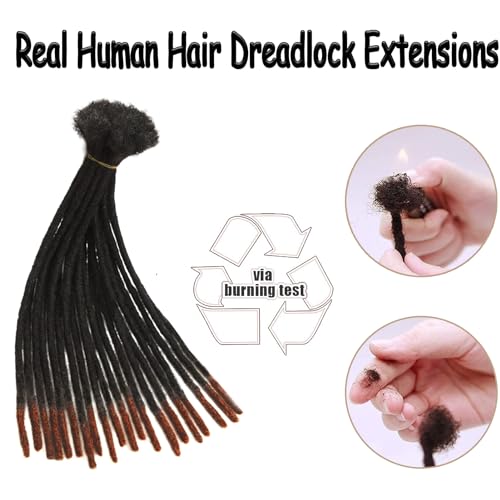 0.6 cm Thickness 10Inch #T1B/30 60 Strands 100% Real Human Hair Dreadlock Extensions for Men and Women. Handmade for Full Head, Can Be Dyed and Bleached. Dreadlocks Bulk Permanent Locs