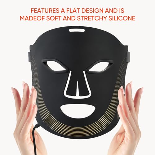 Cordless Red Light Therapy for Face, 7 Modes Led Face Mask Light Therapy with Remote, Near Infrared 880 Red Light Therapy Mask at Home, Wrinkle Reduction, Anti-Ageing, Black