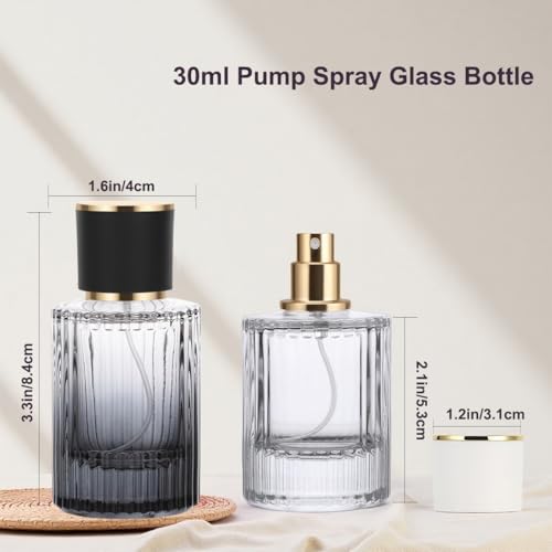 3 Pcs 30ml/1oz Empty Perfume Spray Bottles, Refillable Perfume Spray Bottles, Glass Fine Mist Atomizers, Gradient Color Travel Fragrance Containers for Perfume and Cologne (A)
