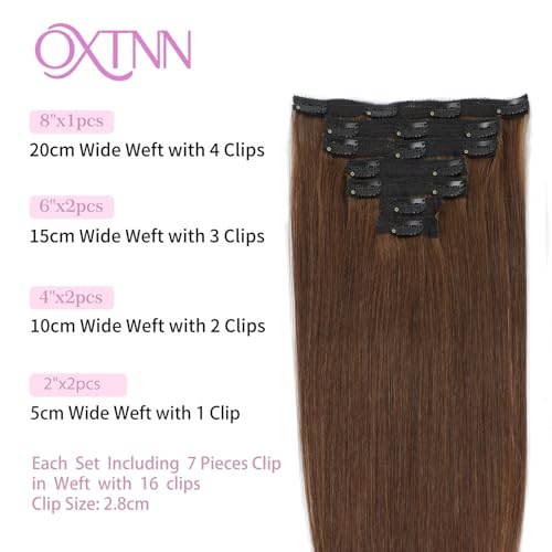 Clip in Hair Extensions Real Human Hair Chocolate Brown 12 inch 7pcs 70g/Pack, Human Hair Clip in Extensions, Salon-Grade Quality, Easy Comfort Wear for Women (#4, 12 inch)