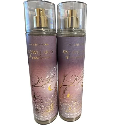 Bath and Body Works Snowflakes & Cashmere Fine Fragrance Mists Set Of 2 8 oz. Bottles (Snowflakes & Cashmere)