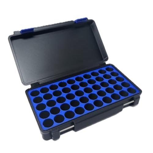 3D Printed - 3ml Vial Storage Case - Freezer Safe Hard Shell Peptide Case for Home, Fridge, Travel (Black/Blue, 50 3ml Vials)