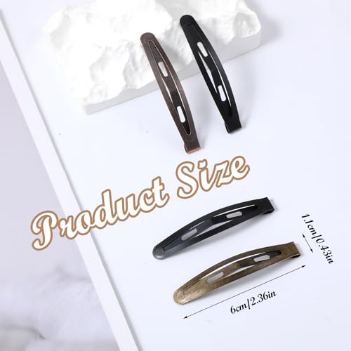 30Pcs Metal Snap Hair Clips for Women, 2.4" Brown Long Barrettes, Small Hairpin for Thick and Thin Fine Hair