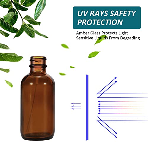 4 oz Amber Glass Spray Bottles for Essential Oils, Small Empty Fine Mist Spray Bottle,2 Pack with Funnel Dropper