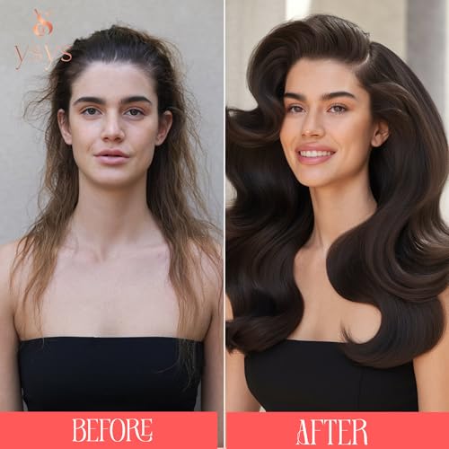 YSYS Clip in Hair Extensions - 100% Human Hair Remy Hair Extensions for Women - 7 Pieces, 120g Seamless Clip ins for Extra Volume/Style - Natural Straight (Jet Black #1, 22 inches)