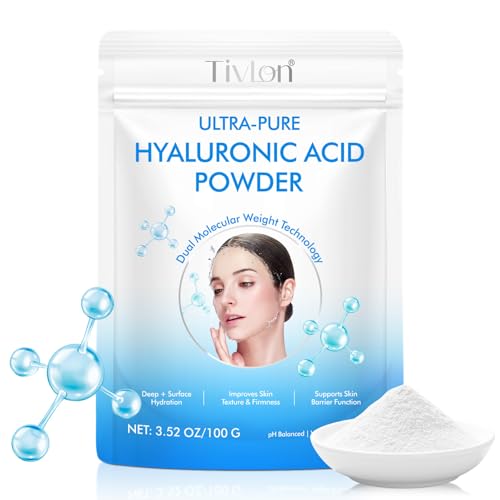 Hyaluronic Acid Powder, Pure Hyaluronic Acid Powder for Skin & Face, Cosmetic Grade, Low Molecular Weight, Water-Soluble DIY Facial Serum for Face Hydration & Moisture (1PCS)
