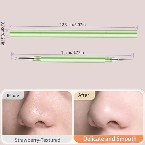 2-in-1 Professional Stainless Steel Acne Removal Needle, Whitehead&Blackhead Remover Tool, Pimples Comedone Extractor Removal Tool, Double Ended Needle with Cap Removal for Nose Face Tools(Rose Gold)