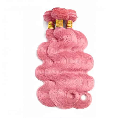 Pink Bundles Human Hair Body Wave Bundles 14 16 18 Inch Unprocessed Brazilian Virgin Hair 3 Bundle 50 Gram Per Bundle Deals Quick Weave Hair Extensions