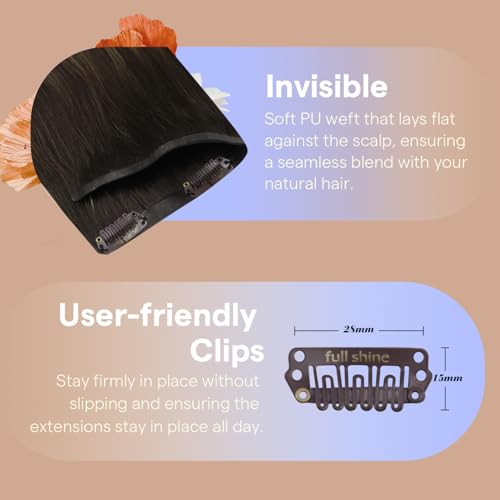 Full Shine Balayage Brown Clip In Hair Extensions, Ombre Brown Higlight Blonde, Invisible Seamless Hair Extensions Clip In, Remy Pu Weft Fill Ins For Thin Hair Add Volume, 4 Pcs 22 Inch 95G
