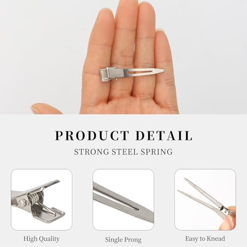 100pcs 1.77inches rust-proof metal alligator clip with a Clear Plastic Box, Styling, Hair Styling, Curling Clip, Hair Coloring, DIY Aaccessories, Items Fixed, Silver.