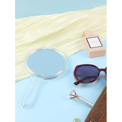 Hand Mirror, Double-Sided 1X/15X Magnifying Mirror with Handle, Acrylic, 8.3" L x 4.5" W, Clear, Pack of 1
