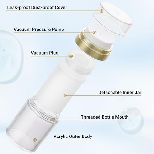 Segbeauty 3.38oz Airless Pump Jar, Empty Makeup Containers 100ml Vacuum Bottle Dispenser, 3pcs Refillable Jar Travel Bottles for Toiletries Moisturizer Container Travel Size for Lotion Moisturizer