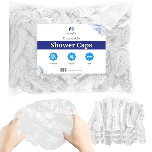 Disposable Shower Caps ? 100Pcs ? Thick & Waterproof Plastic Hair Caps with Super Elasticity - Perfect for Shower Protection, Salon Treatments, Spa Sessions, Home Use & Hygiene Purposes