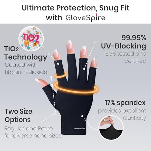 Thickened UV Gloves for Nails, UPF50+ UV Protection Gloves, Fingerless Design for Women Gel Manicures Anti UVA UVB Light(One Size Fits Most/Blush Pink)