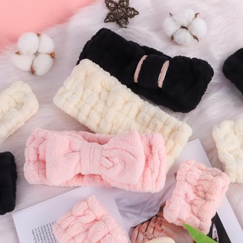 9 Pcs Spa Headband for Washing Face,Skincare Headband and Wristband Set,Women Teen Girls Facial Hairbands for Washing Face, Makeup, Sports, Yoga