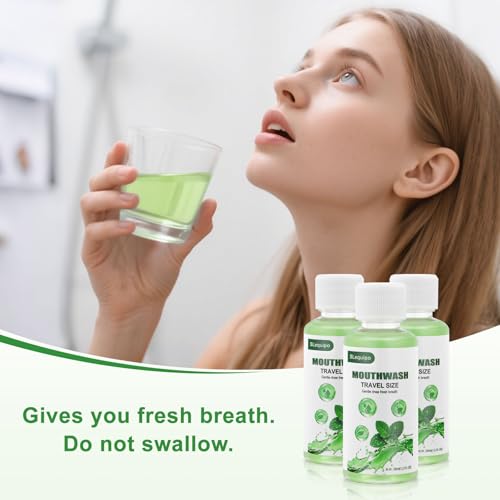 Travel Size Mouthwash Bulk Mini Fresh Mint Portable Mouthwash Individual Bottles 35ml/1.2fl oz for Travel Toiletry Kits (50)