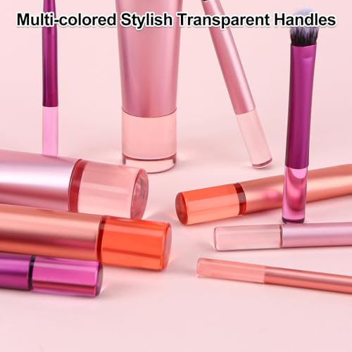 Kingtree Travel Makeup Brush Set, 10Pcs Mini Makeup Brushes with Pouch Portable ON THE GO Makeup Brushes Travel Set, Easy-taken Full Complete Function Cosmetic Brushes for Flawless Makeup Looks