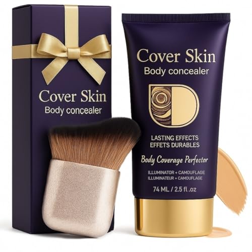 Waterproof Body Concealer with Brush ? Waterproof Full Coverage Body Foundation for Scars, Stretch Marks & Tattoos ? Streak-Free Leg & Arm Makeup for Even Skin Tone and Natural Radiant Finish
