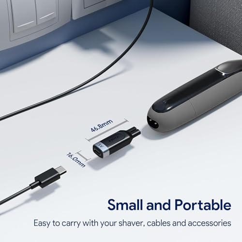 Yinke 5V Type-C Shaver Adapter Charging Converter for Philips Norelco OneBlade QP2724 QP2834 QP4530 S5880/S5885 MG7910 MG9510 QP1924 QP1324, USB-C Shaver Charger Converter Without Charger Cord (1 PC)