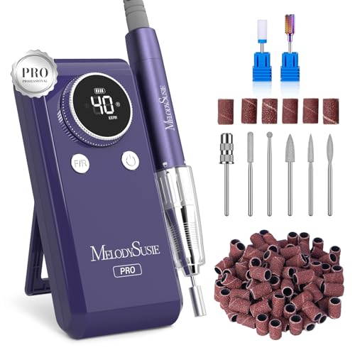 MelodySusie Professional Clip-On Cordless 2-in-1 Nail Drill with Adjustable Built-In Stand and Premium Motor, MB420G 40000RPM E-File with Max Speed for All Manicure Shaping & Gel Removal for Salon Use