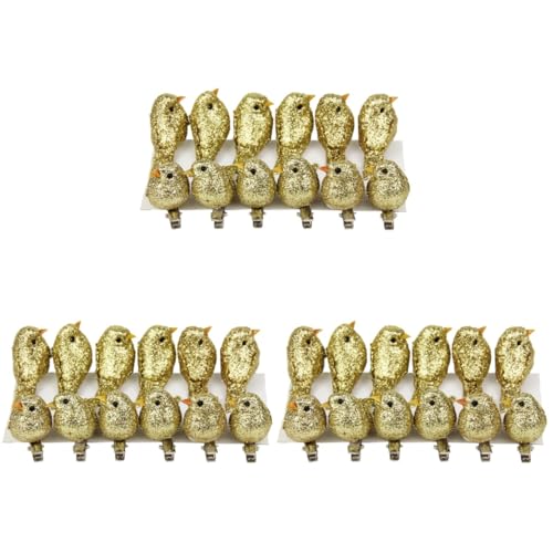 HOMSFOU 36 Pcs Glitter Bird Clip on Ornaments - Sequin Bird Ornaments for Women - Ladies Jewelry Hair Barrette - Birds Decor Hair Clips - Miss Statue Gold Powder, Ideal for Parties and Festivals