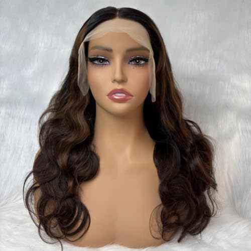Brown Highlight Wig Human Hair Body Wave 13x4 Lace Front Wigs Human Hair Transparent Lace Wig Pre Plucked with Baby Hair Natural Hairline£¨20INCH£©