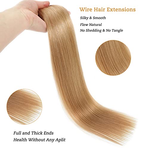 Tinashe Wire Hair Extensions Real Human Hair Straight Hair Extensions 18inch 90g Dark Blonde Invisible Wire Fish Line Hair Extensions Straight Human Hair Extensions