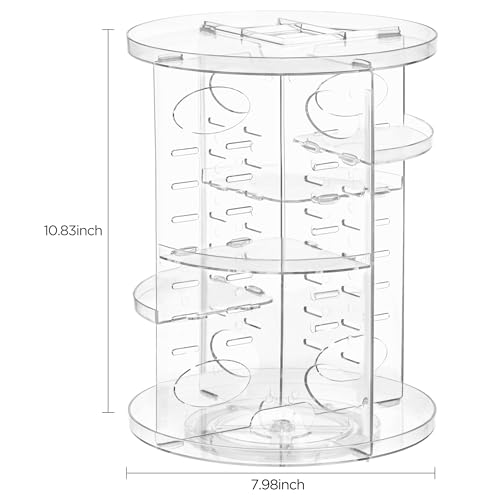 HBlife 360 Rotating Makeup Organizer Adjustable Carousel Small Capacity Revolving Perfume Organizer Skincare Organizers Cosmetic Storage Spinning Holder for Vanity, Clear