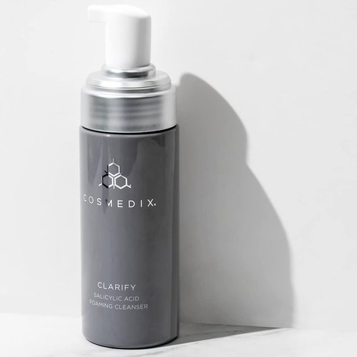 COSMEDIX Clarify Salicylic Acid Foaming Face Wash for Women & Men - Exfoliating Facial Cleanser for Sensitive & Blemish-Prone Skin - Gentle Facewash with Aloe Vera for Glowing Skin, Gluten Free